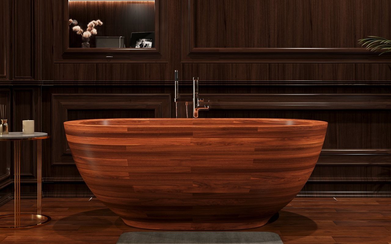 Wooden soaking bathtub